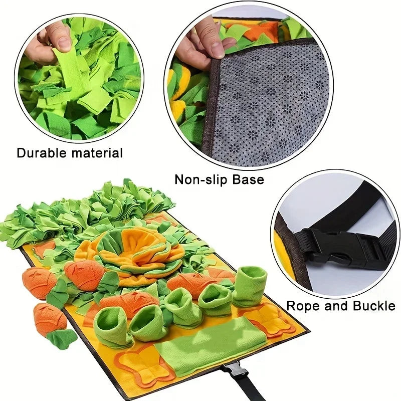 Nosework Dog Snuffle Mat with Squeaker, Carrots & Ringing Paper
