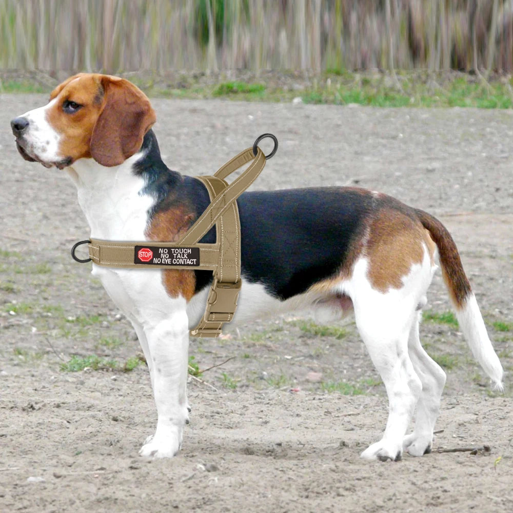 Tactical No-Pull Dog Harness - Reflective Nylon Vest for Training