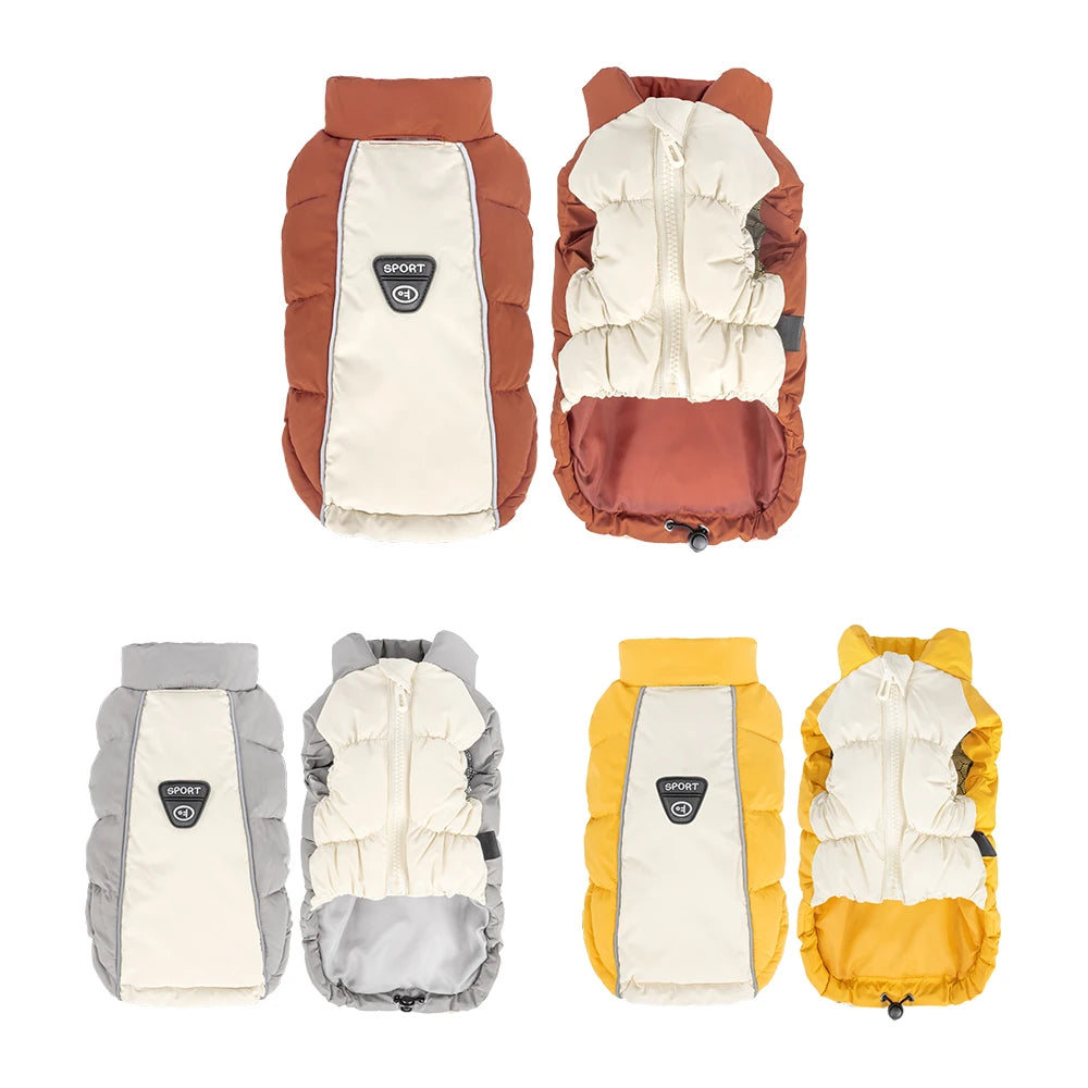 Windproof Reflective Down Jacket for Small Dogs | Harness Hole