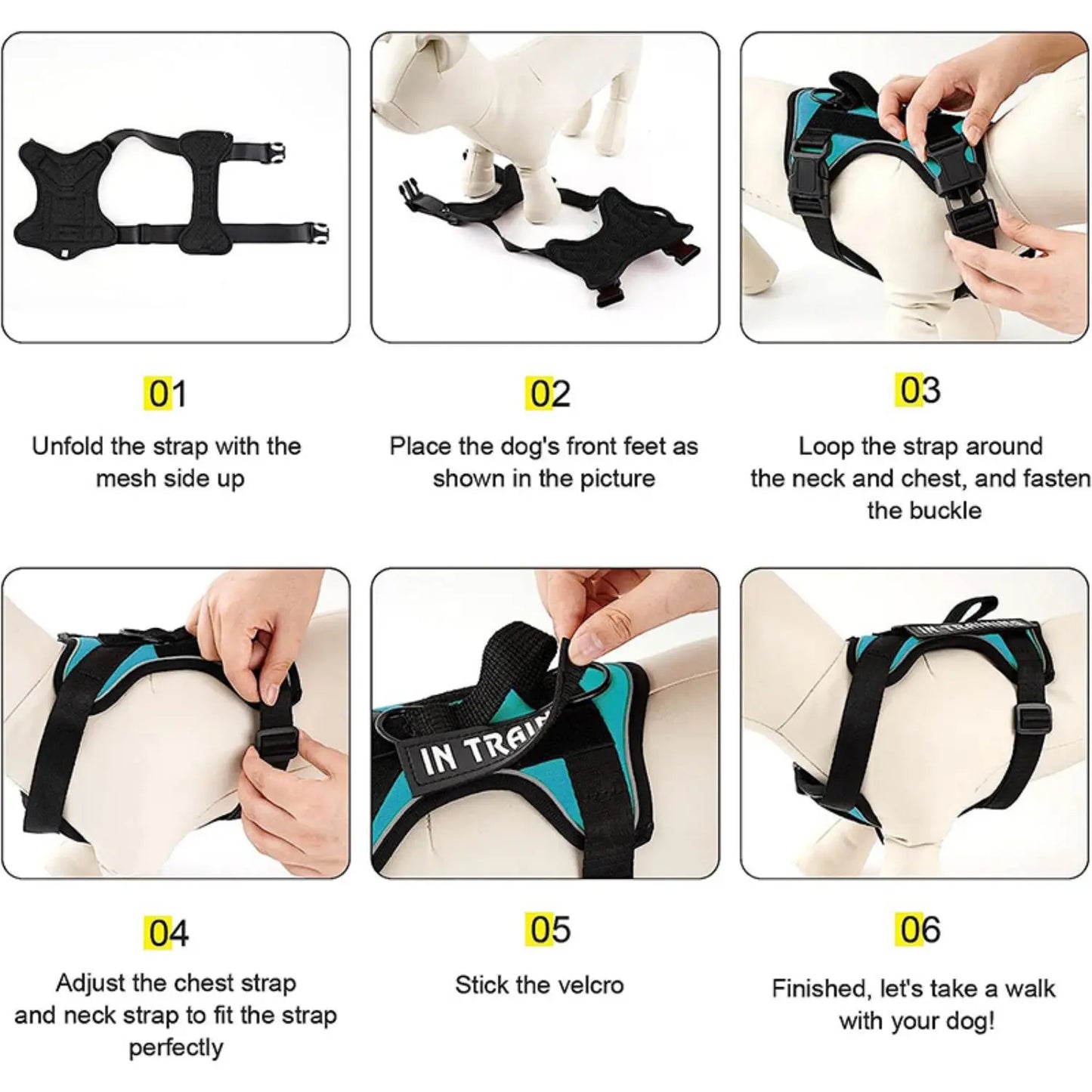 Reflective Service Dog Vest Harness with 5 Patches | Adjustable Soft Oxford Mesh Harness