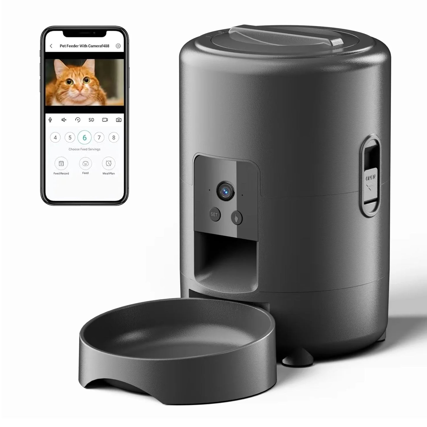 Distributeur automatique de nourriture pour chats 2 L avec vidéo, alimentation intelligente chronométrée et quantitative, gamelle pour chats, chiens et animaux de compagnie contrôlée par application