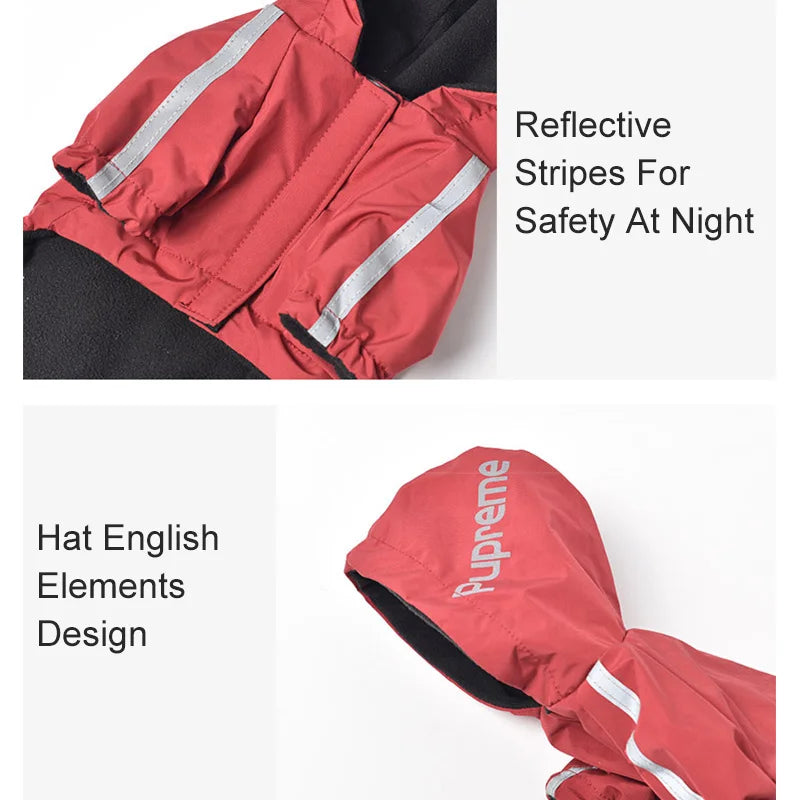 Imperméable pour chien à capuche avec liseré réfléchissant