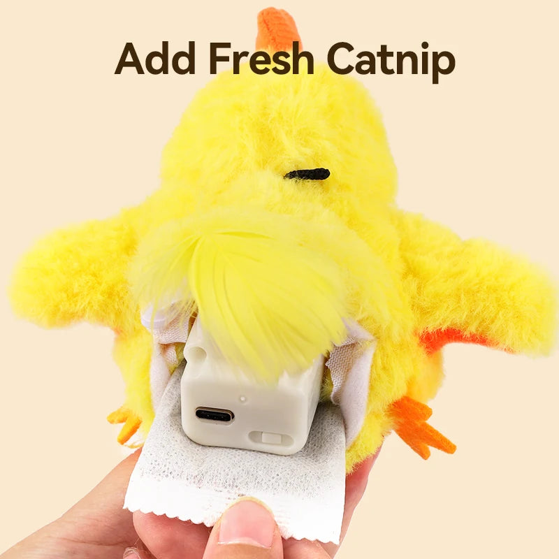 Interactive Remote Control Flapping Chick Cat Toy — Catnip Filled, Realistic Sound & Rechargeable