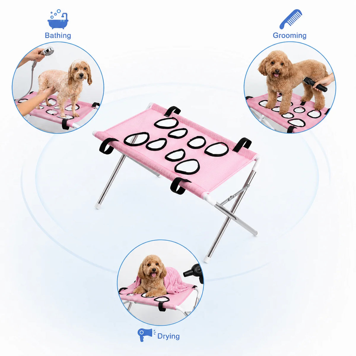 Portable Pet Grooming Bath Hammock Stand for Small Dogs & Cats