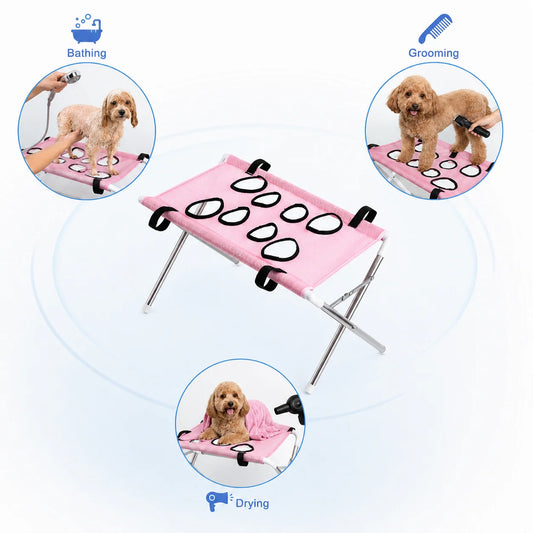 Portable Pet Grooming Bath Hammock Stand for Small Dogs & Cats
