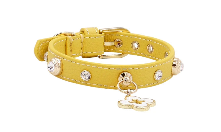 Rhinestone Genuine Leather Dog & Cat Collar