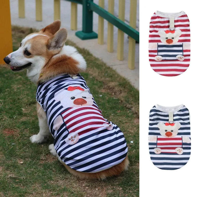 Striped Summer Cooling Vest Shirt for Dogs | Casual Breathable Top for Small to Large Breeds