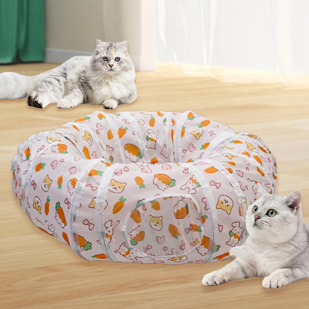 Tunnel pour chat - Tunnel de jeu rond pliable