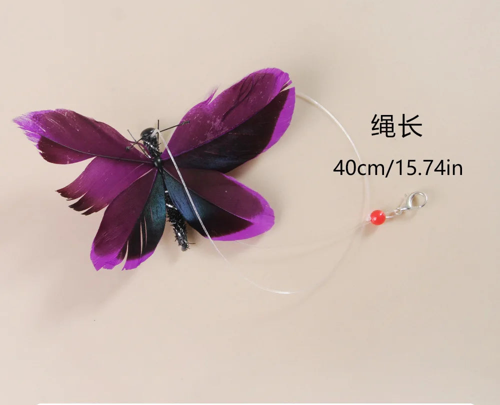 Hands-Free Butterfly Cat Wand Toy with Suction Cup & Bell