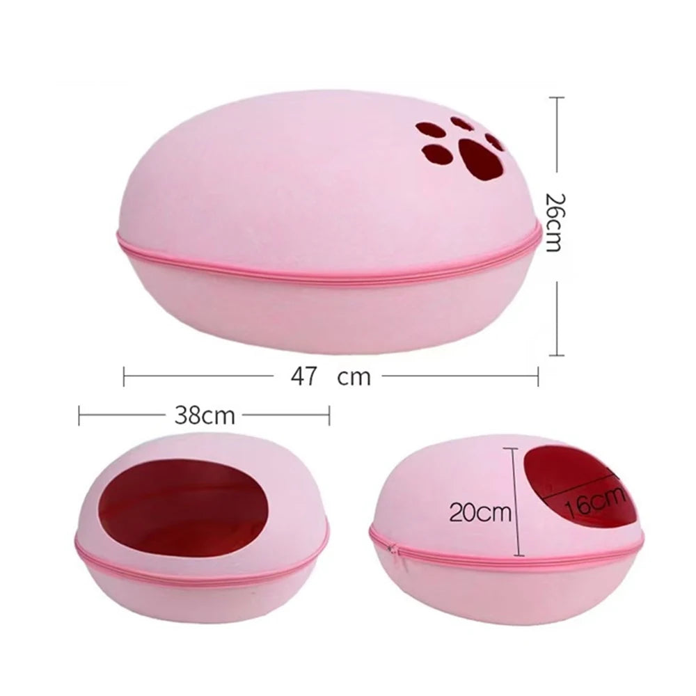 Egg-Shaped Felt Cat Bed with Mattress