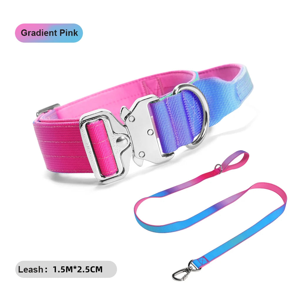 Wide Padded Dog Collar with Handle | Gradient Design for Large Dogs