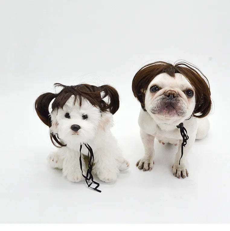 Pet Halloween Wig - Curly & Straight Hair Costume Accessory for Dogs & Cats