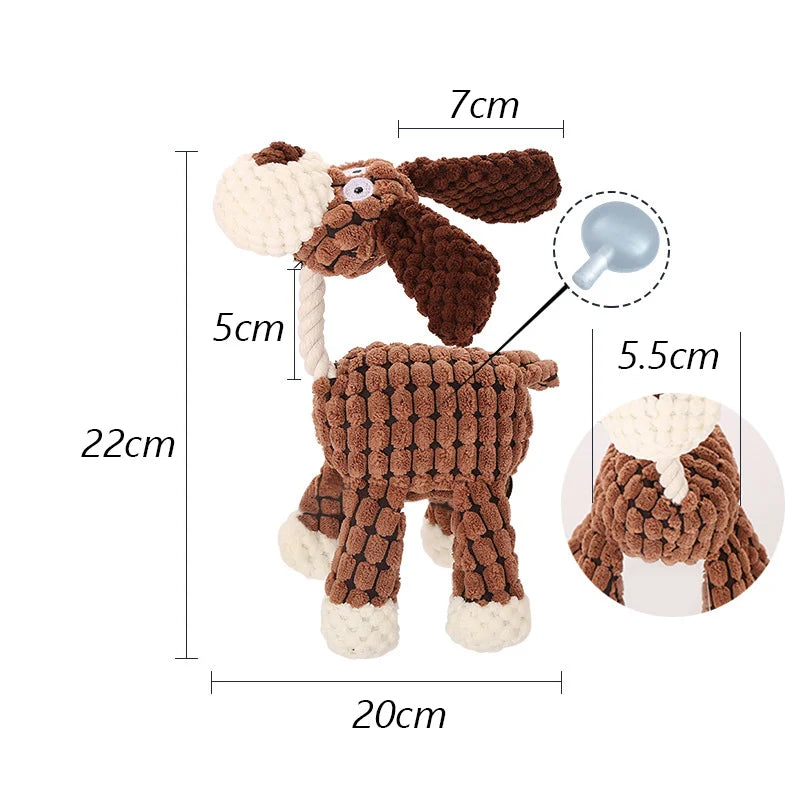 Animal Shaped Squeaky Fleece Chew Toy for Small Dogs