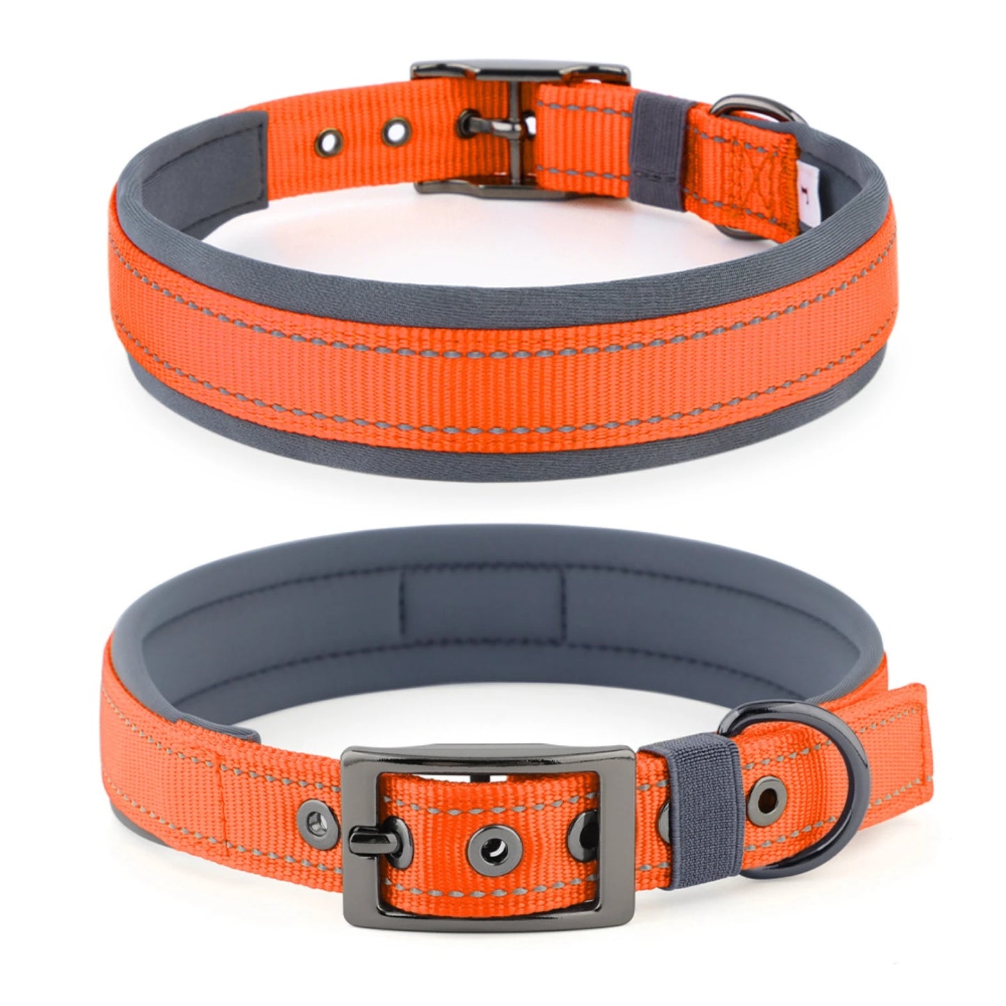 Neoprene Padded Reflective Dog Collar with Metal Buckle