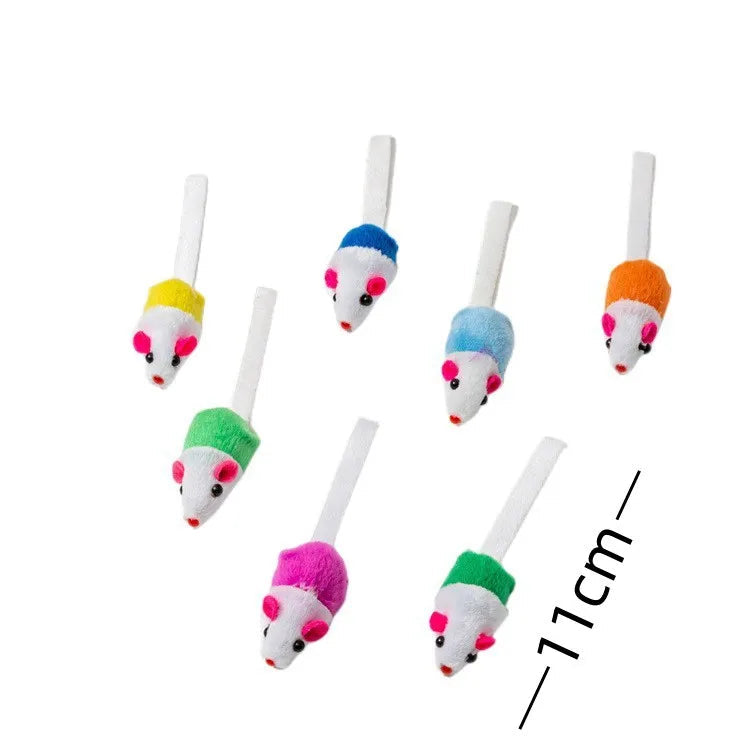 Plush Mouse Toy Set for Cats - Interactive Feather Toys
