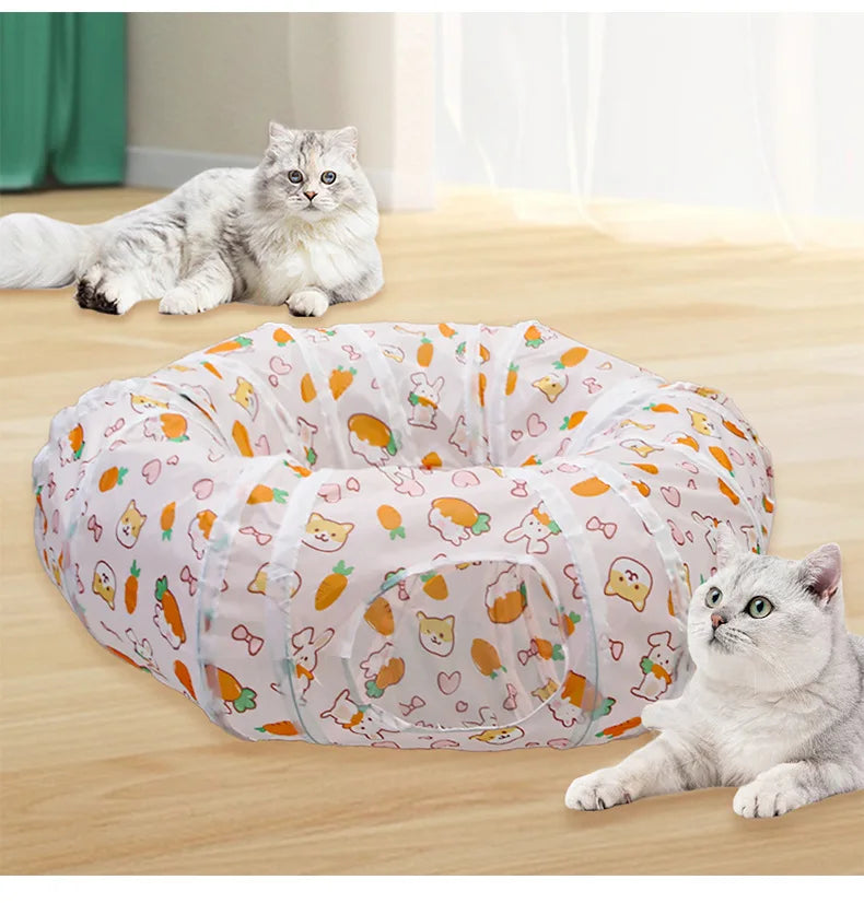 Tunnel pour chat - Tunnel de jeu rond pliable