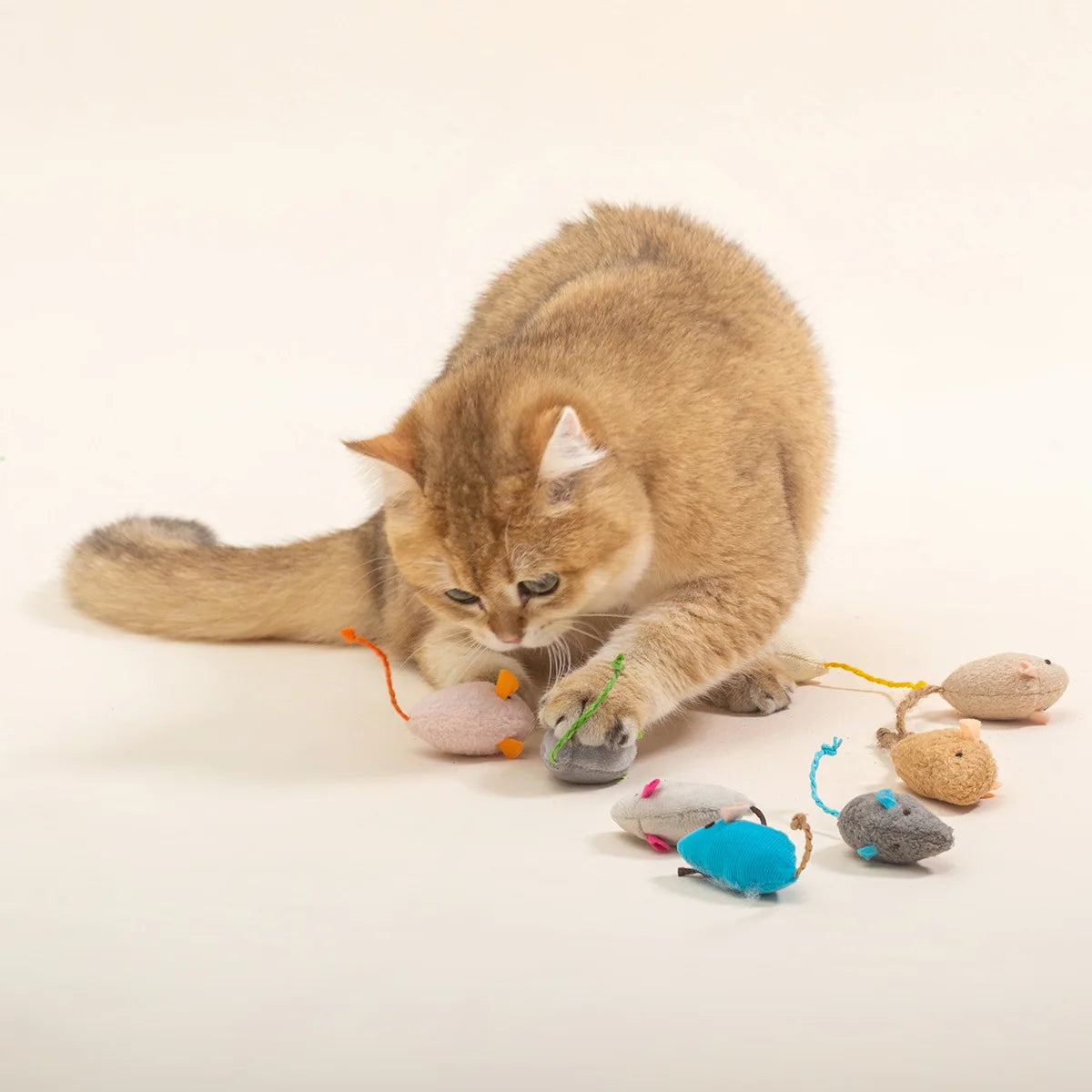 Plush Mouse Toy Set for Cats - Interactive Feather Toys