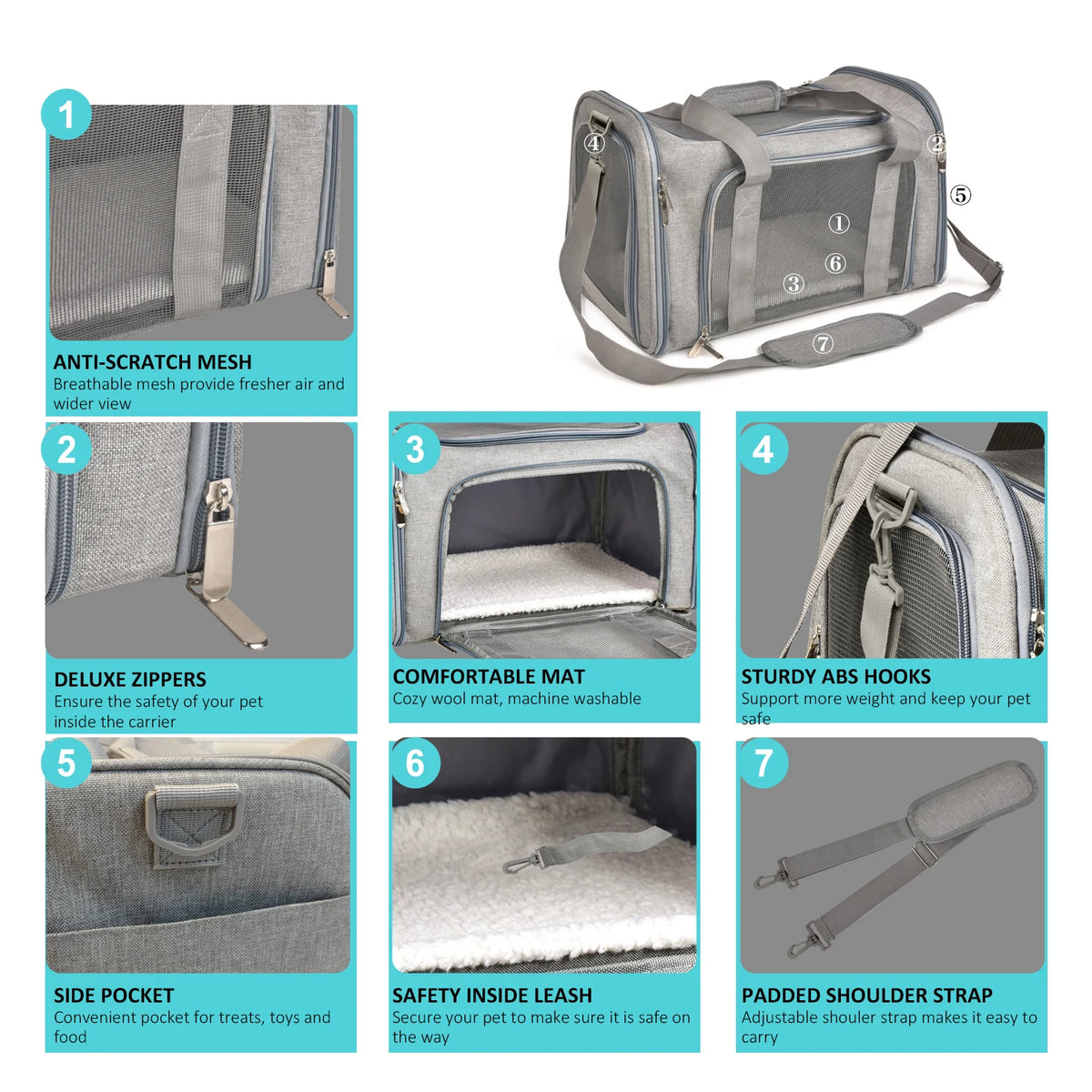Soft-Sided Pet Travel Carrier with Fleece Pad