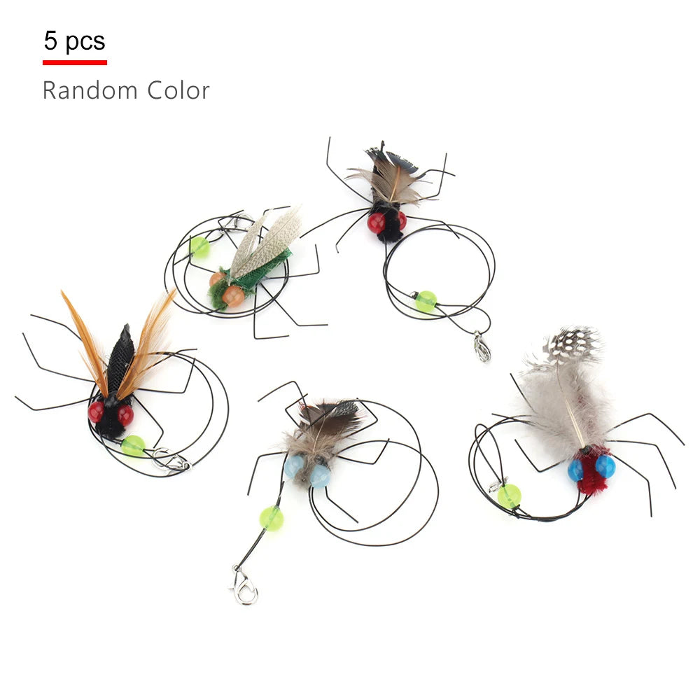 Cat Toy Replacement Heads – Feather Bug Wand Accessories (5pcs)