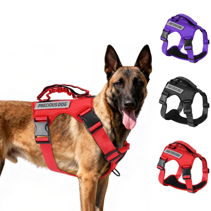 Reflective Emotional Support Dog Vest Harness with Handle & Lead — Easy On/Off for Large Dogs