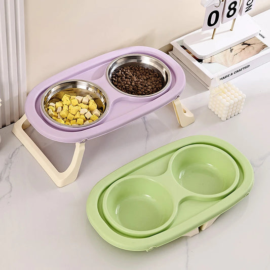 Elevated Cat Bowl with Water Fountain - Raised Double Feeder