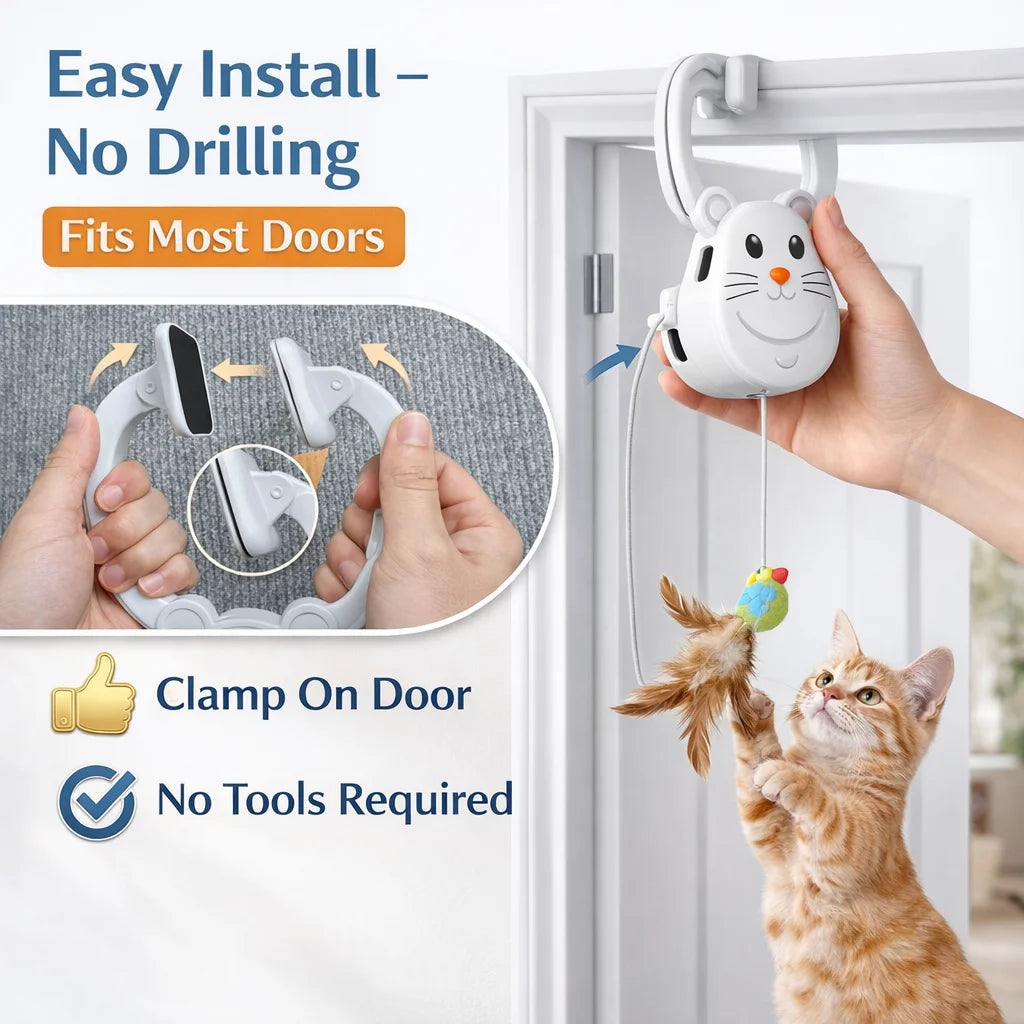 Automatic Door-Mounted Feather Cat Toy