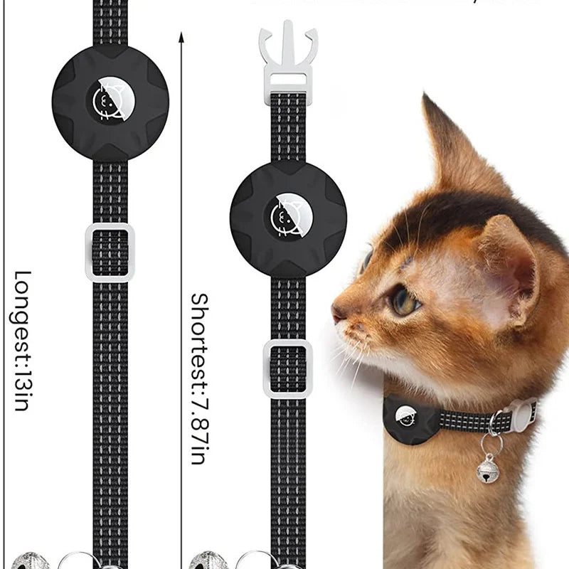 Support de collier pour animaux de compagnie avec design réfléchissant - Étui AirTag en silicone avec clochette