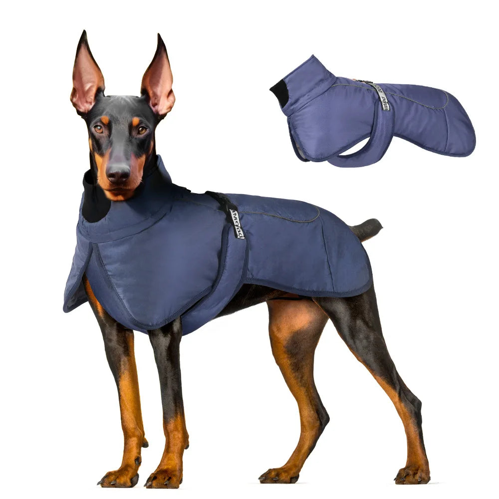 Waterproof Dog Winter Coat with Built-In Harness — Reflective Windproof Turtleneck Jacket