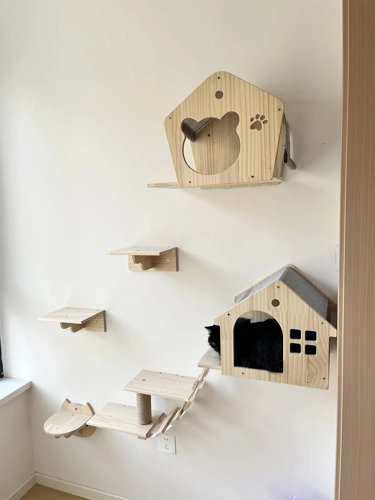 Wall-Mounted Cat Climbing Shelves & Hideaway Houses