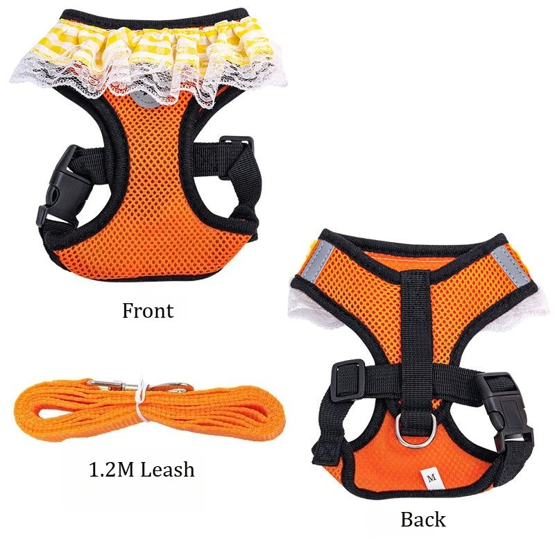 Harnais et laisse pour chien et chat anti-évasion en maille | Harnais de marche réfléchissant réglable pour petits animaux de compagnie