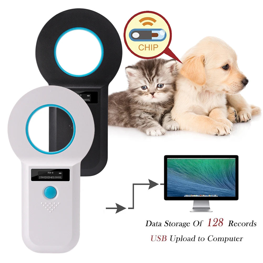Handheld Pet Microchip Scanner | RFID & EMID Reader with OLED Display