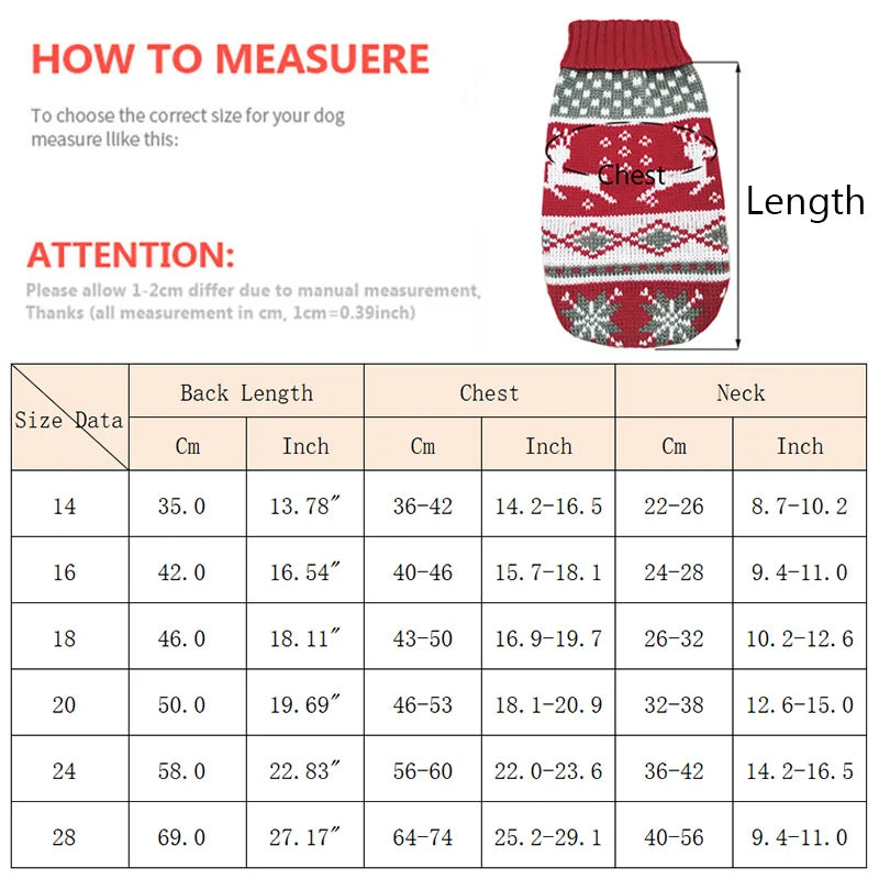 Autumn Winter Elk Print Knit Sweater for Medium & Large Dogs