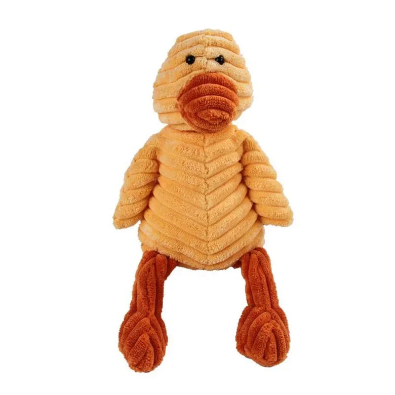 Jouet couineur en peluche pour chien - Forme d'animal en velours côtelé résistant aux morsures