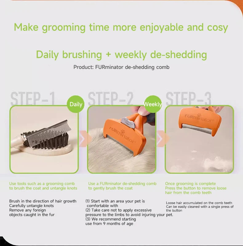 Pet Deshedding Grooming Brush for Dogs & Cats