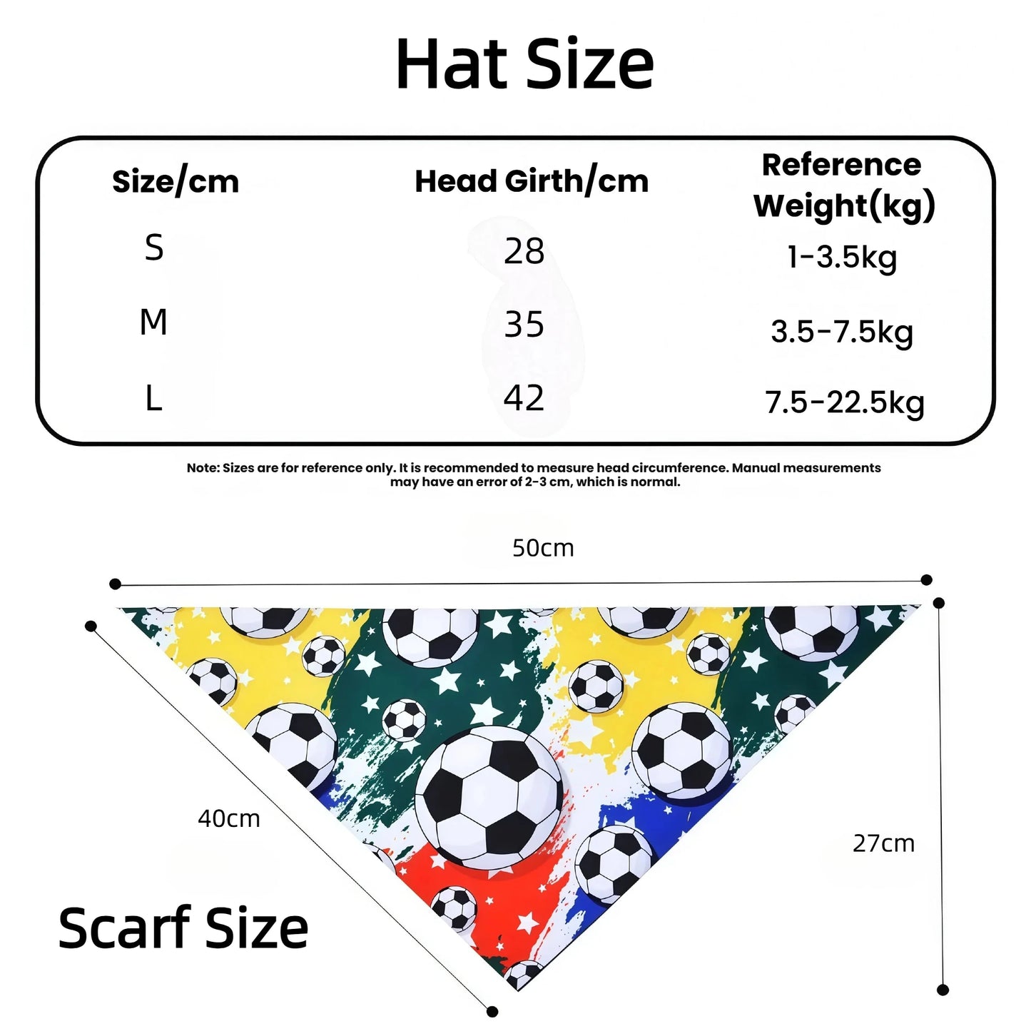 Football Fan Hat & Scarf Costume Set for Dogs & Cats