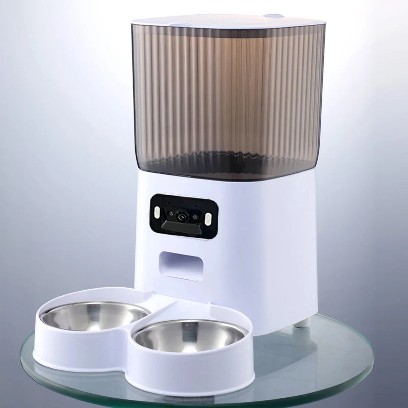 5L Smart Automatic Pet Feeder with Camera, Double Bowls & Voice Recorder