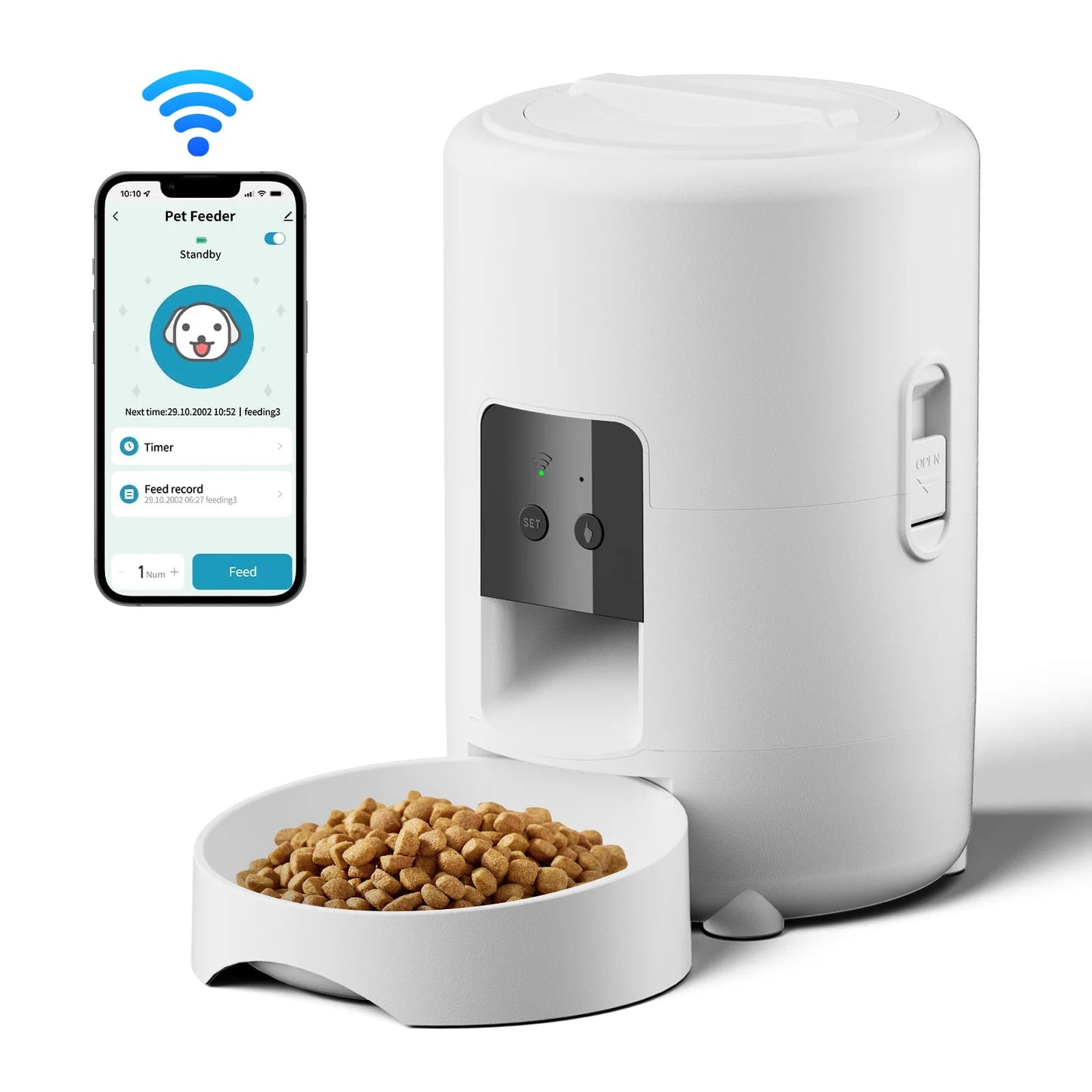 Distributeur automatique de nourriture pour chats 2 L avec vidéo, alimentation intelligente chronométrée et quantitative, gamelle pour chats, chiens et animaux de compagnie contrôlée par application