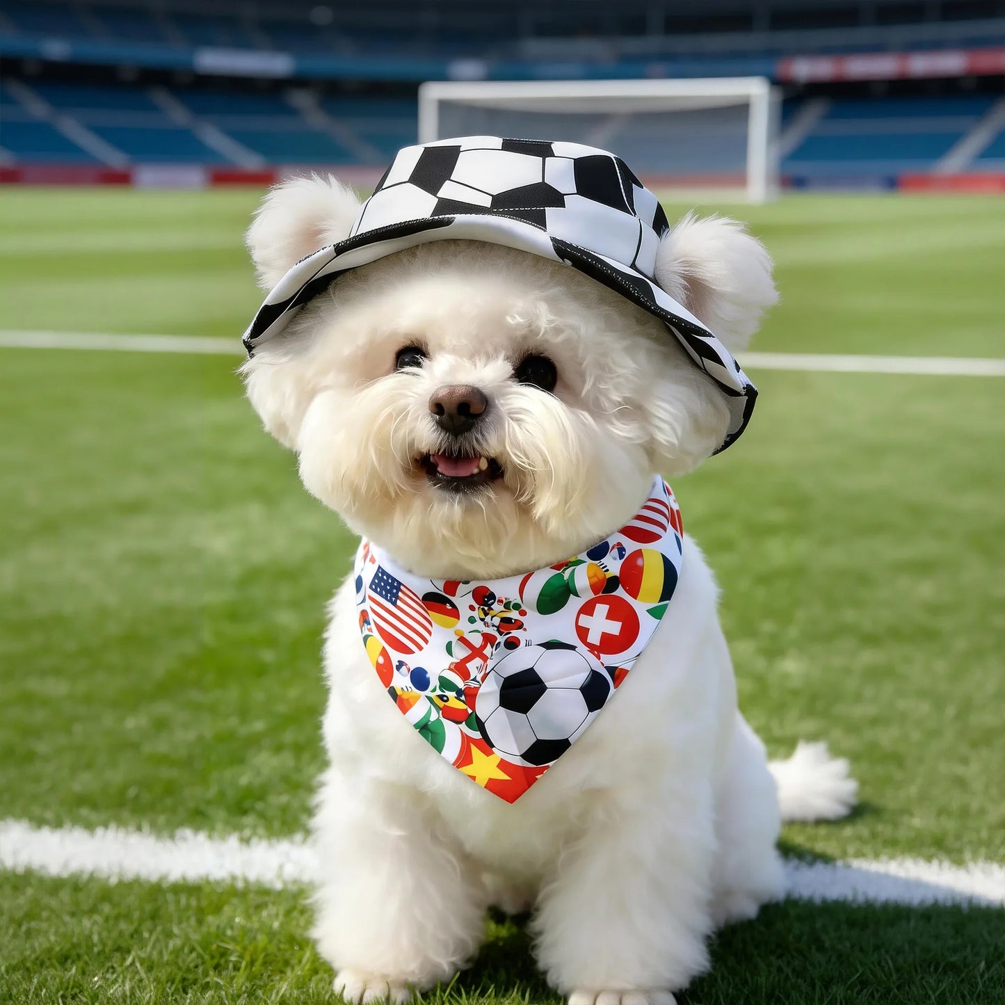 Football Fan Hat & Scarf Costume Set for Dogs & Cats