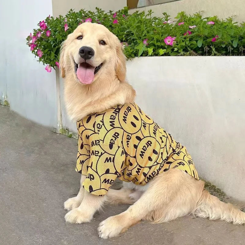Cartoon Print Dog Cooling Vest Shirt | Soft Summer Top for Medium & Large Dogs