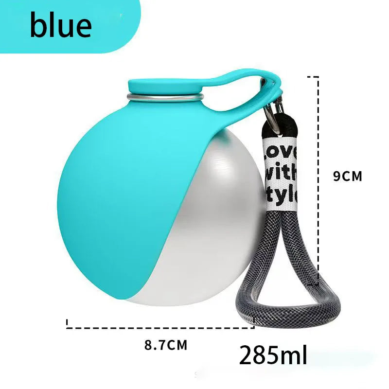 2-in-1 Stainless Steel Dog Water Bottle with Removable Silicone Bowl — 285ml