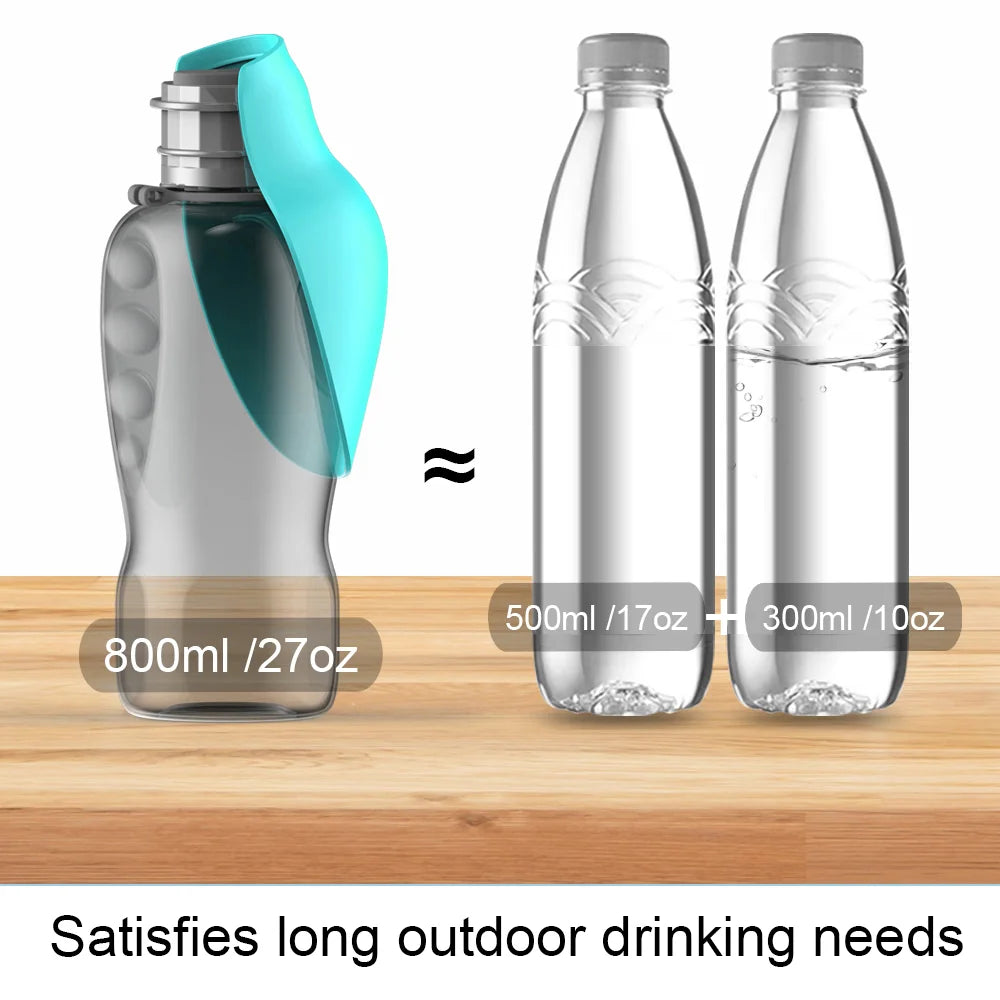 800ml Leakproof Portable Dog Water Bottle with Drinking Bowl