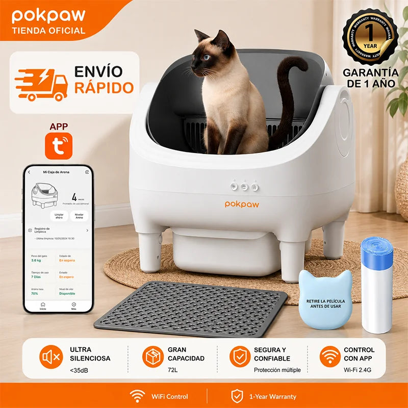 76L Large Automatic Self-Cleaning Cat Litter Box – Smart Open Sandbox