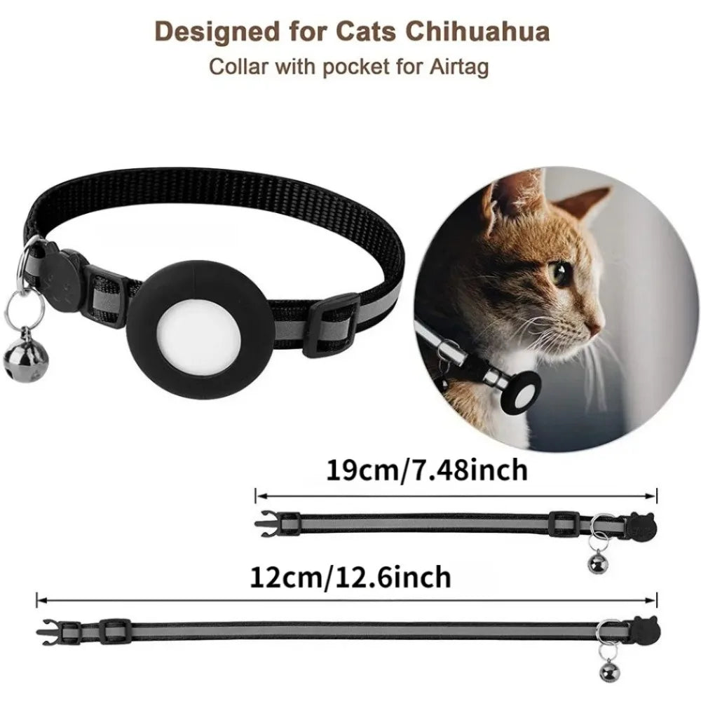 Reflective Breakaway Cat Collar with AirTag Holder & Bell