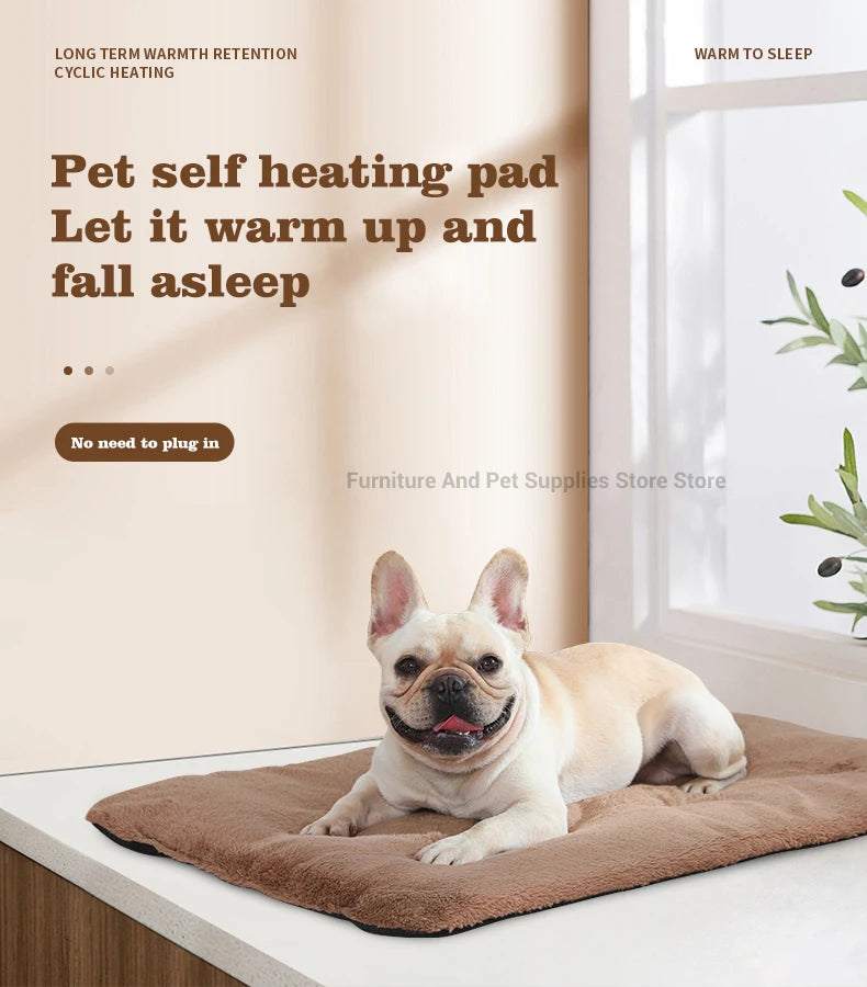 Self-Heating Thermal Pet Mat for Dogs & Cats – Washable Anti-Slip Kennel Pad, Sizes S–XL