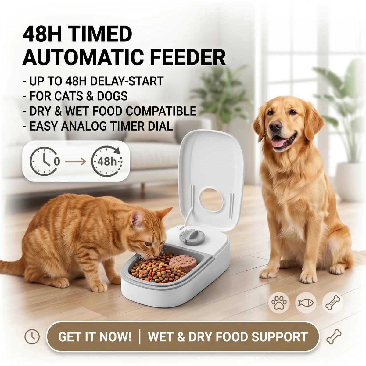 Single-Meal Automatic Pet Feeder with Timer & Cooling Pack