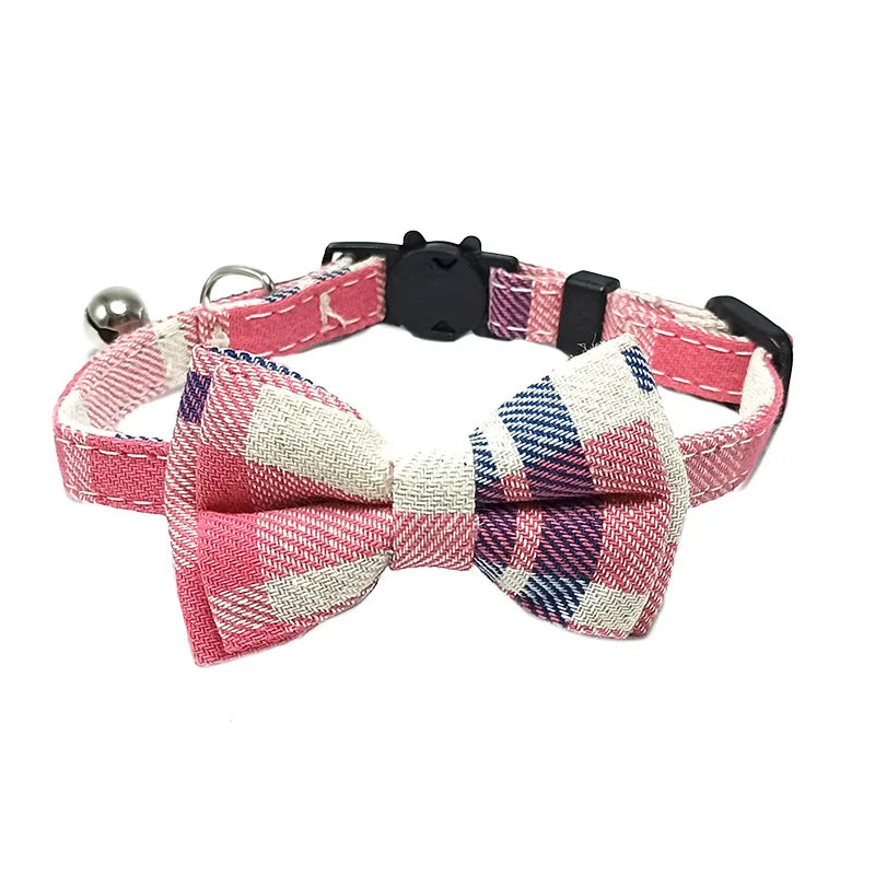 Collier pour chat sécurisé avec nœud papillon et clochette - Motif écossais