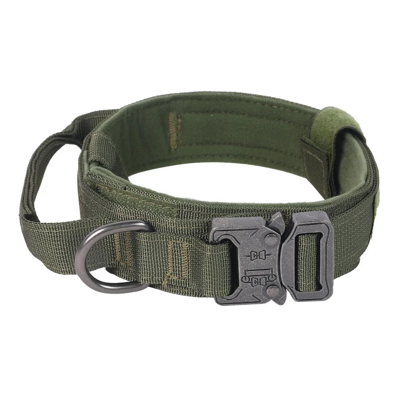 Tactical Military Nylon Dog Collar with Control Handle & Metal Buckle