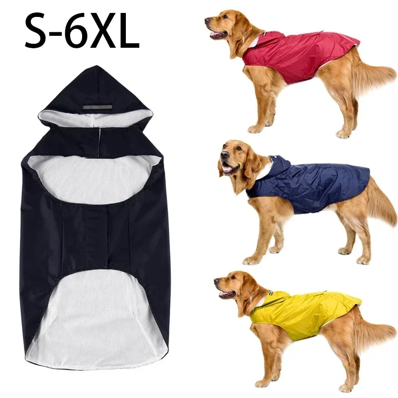 Waterproof Reflective Dog Raincoat with Hood – Sizes S to 6XL