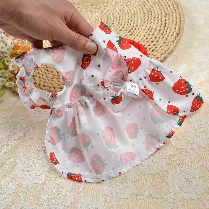 Fruit & Floral Print Bow Dress for Cats & Small Dogs