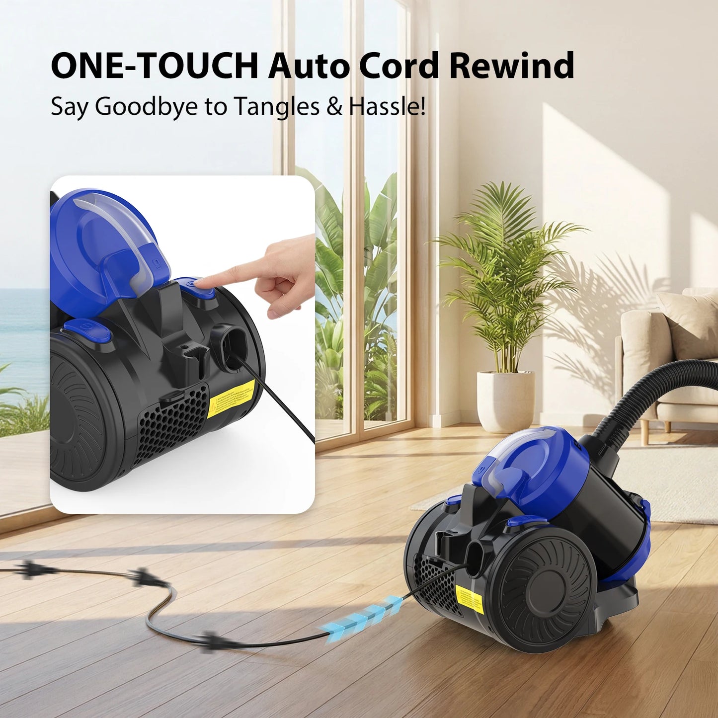 Pet Hair Bagless Vacuum Cleaner with HEPA Filter & 3-in-1 Brush